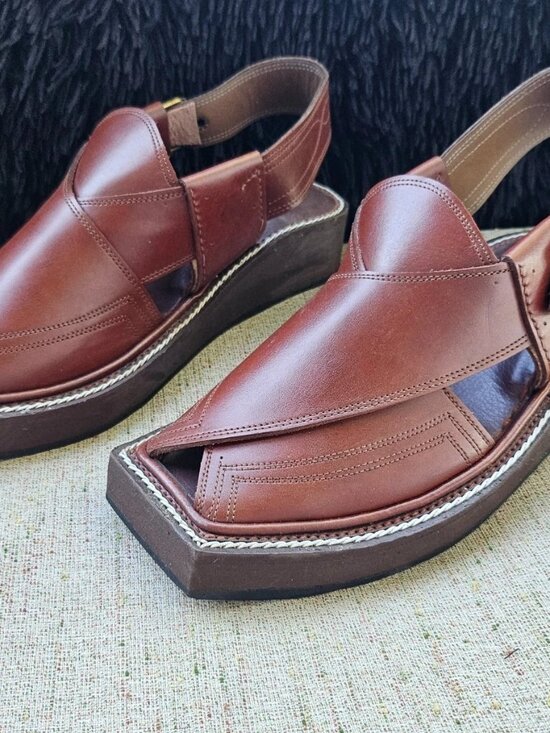 Kaptaan Chappal Men Sandal Handmade Genuine Leather Upper Brown Shoe Size 9US main image 5